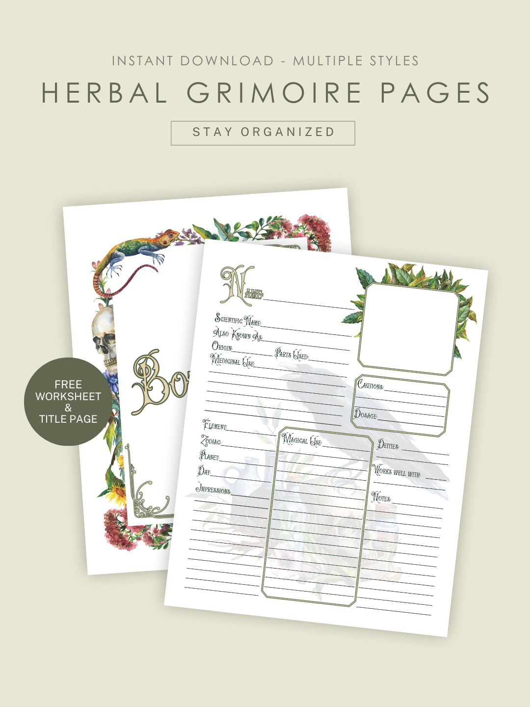 Grimoire Pages – Herbal: Medieval Alchemy