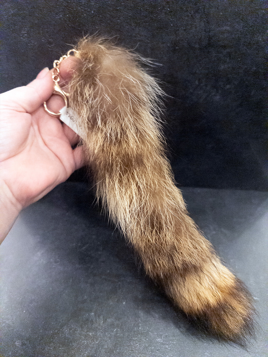 Raccoon Tail Keychain - Gold