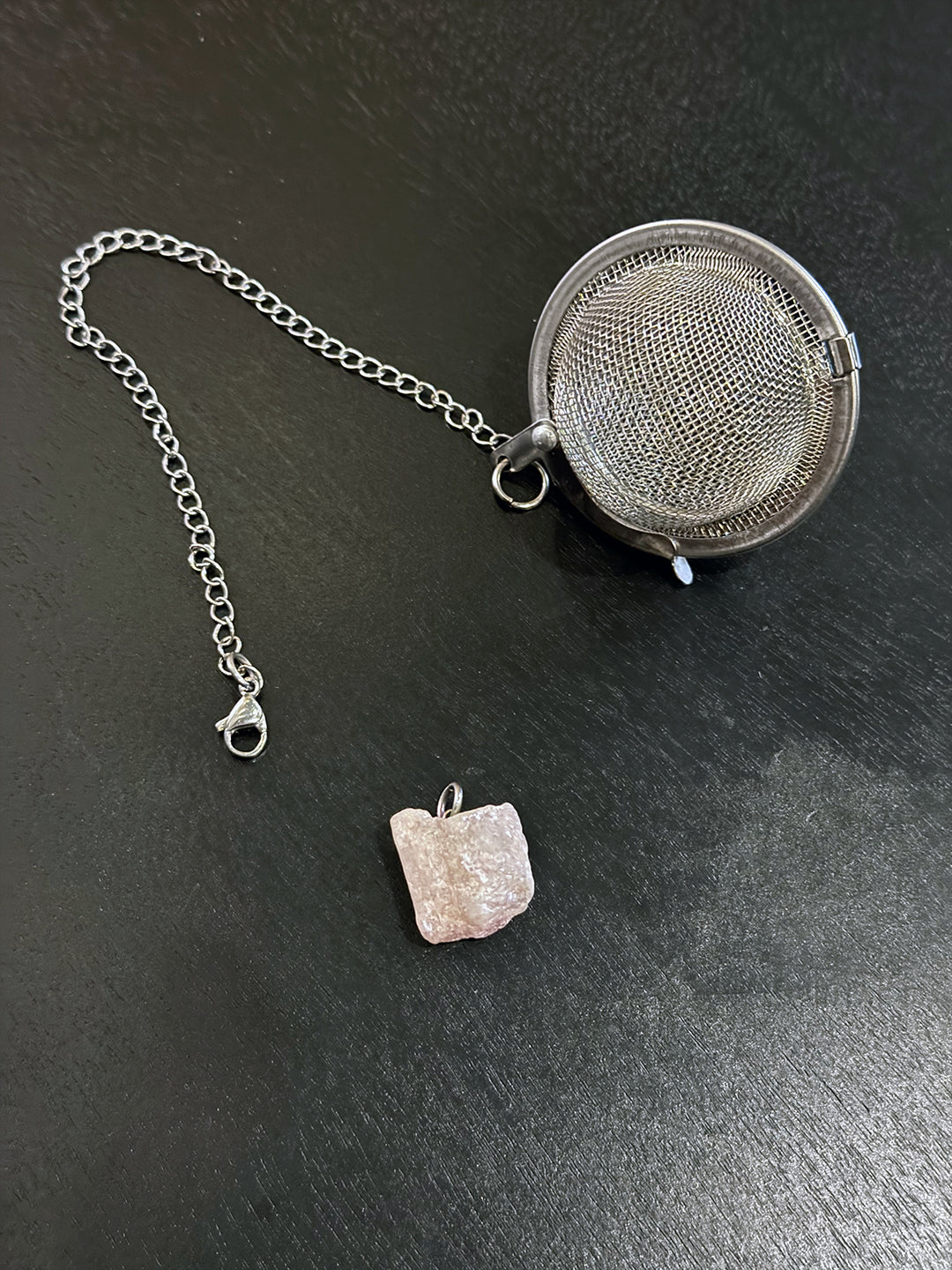 Pink Tourmaline Rough Tea Ball Infuser