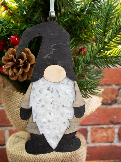 Tomte Quartz and Wood Ornament