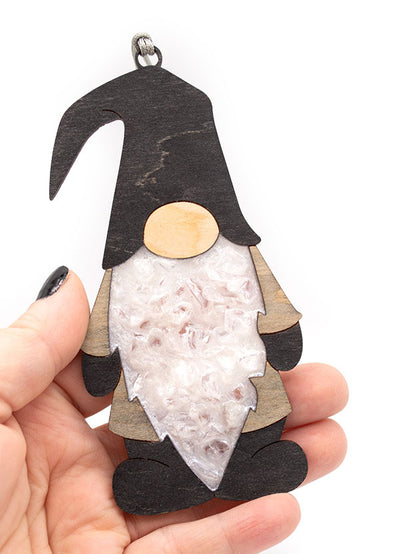 Tomte Quartz and Wood Ornament