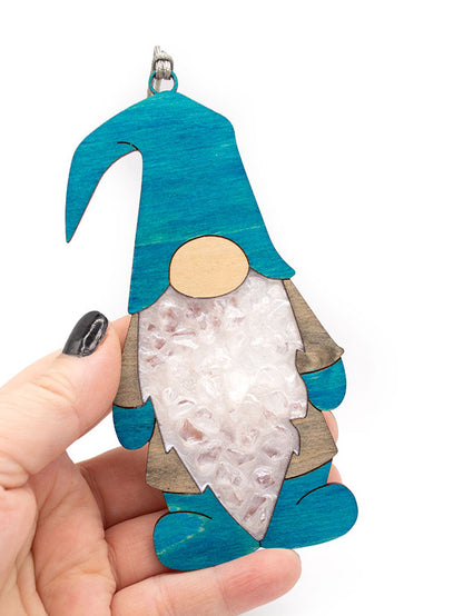 Tomte Quartz and Wood Ornament