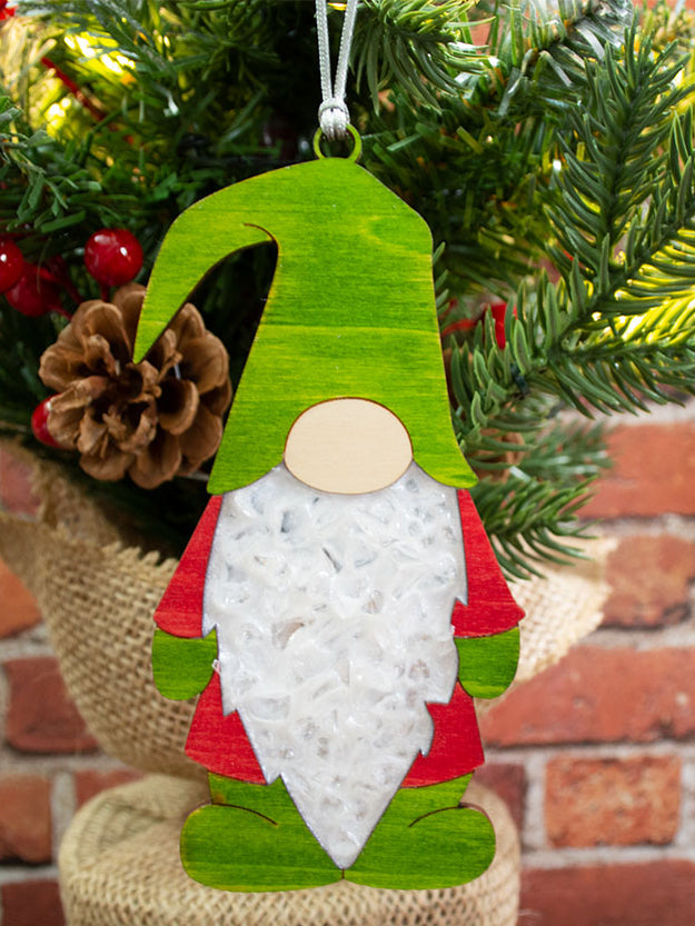 Tomte Quartz and Wood Ornament