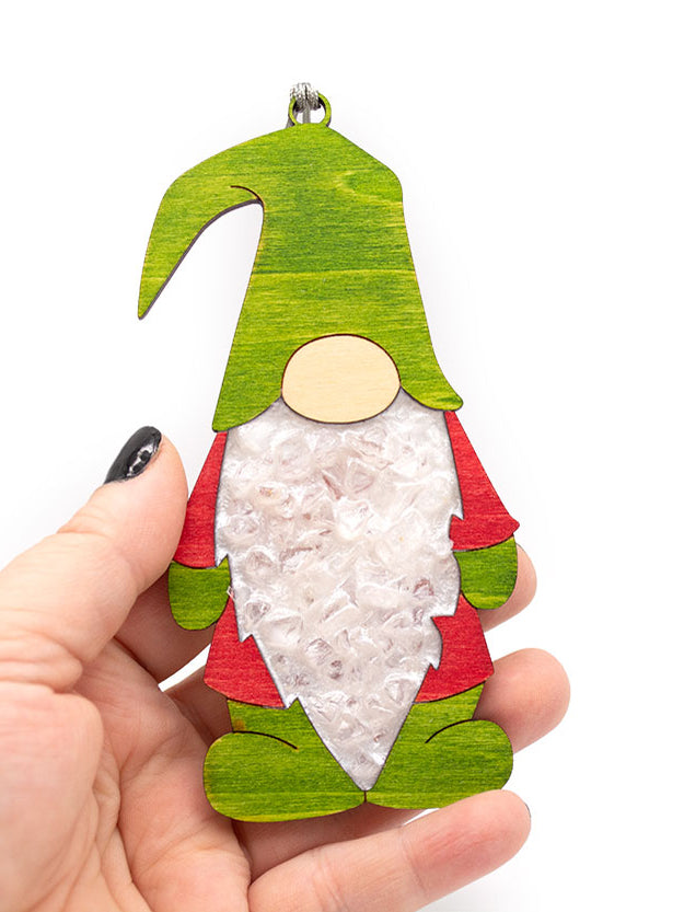 Tomte Quartz and Wood Ornament