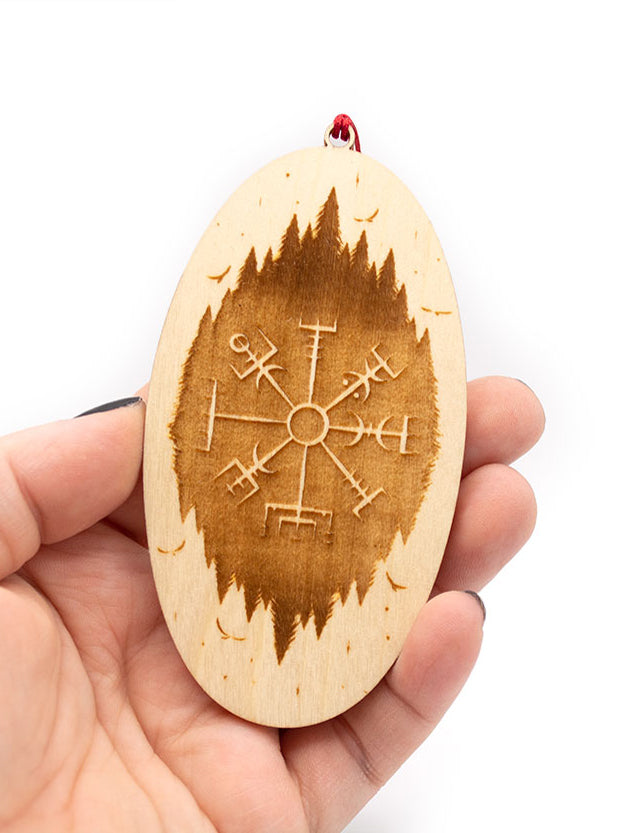 Vegvisir Wood Ornament