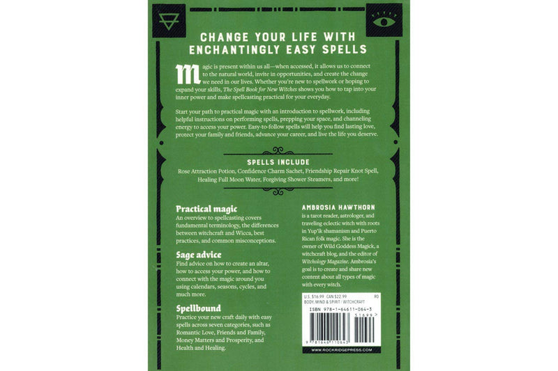 The Spell Book for New Witches: Essential Spells to Change Your Life Back Cover