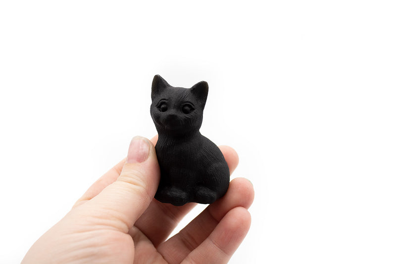 Carved Black Obsidian Cat