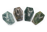 Carved Moss Agate Coffin Dishes