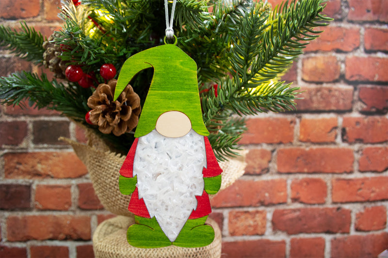 Tomte Quartz and Wood Ornament